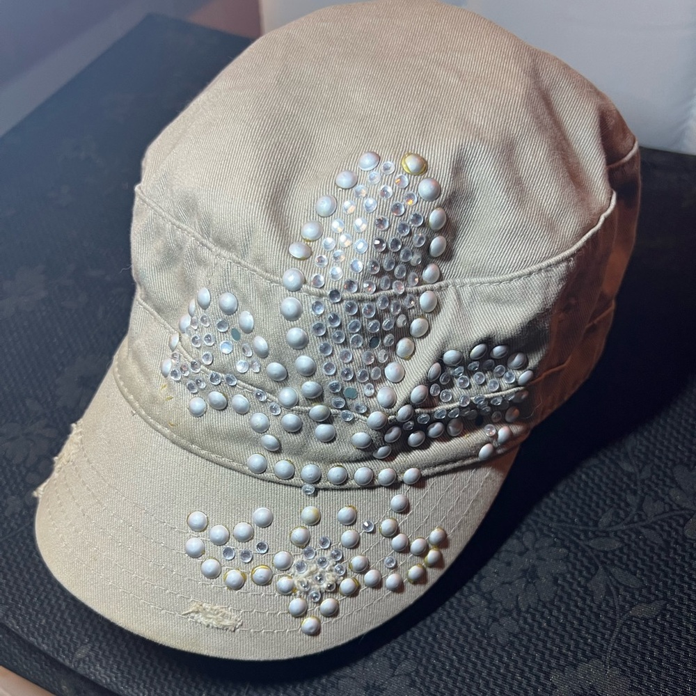 Hat=Cadet Style Tan w/Fleur De Lis One Size